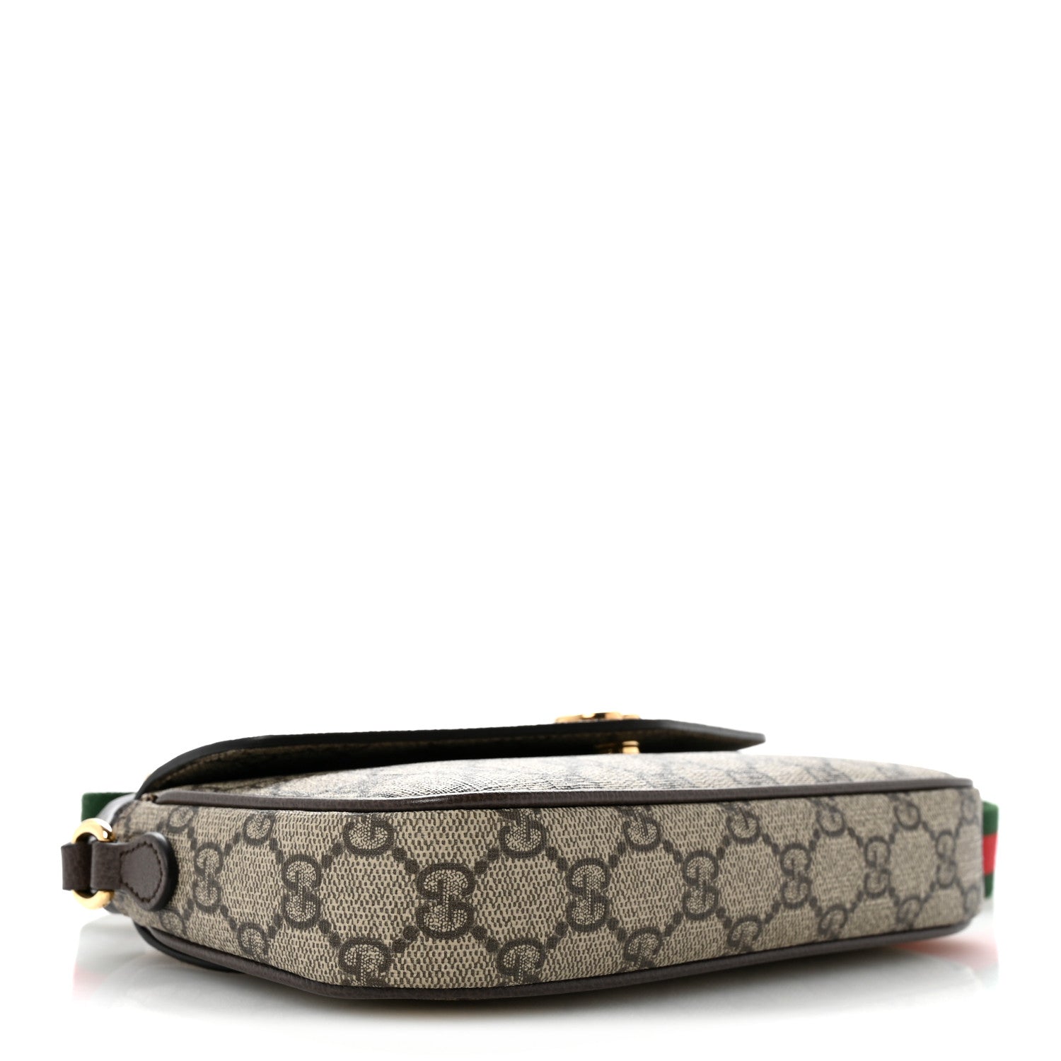 GG Supreme Monogram Textured Dollar Calfskin Web Mini Ophidia Envelope Shoulder Bag Beige Ebony New Acero