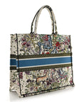 Canvas Embroidered Large D-Constellation Book Tote Latte Multicolor