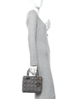 Lambskin Cannage Small Lady D1OR Grey