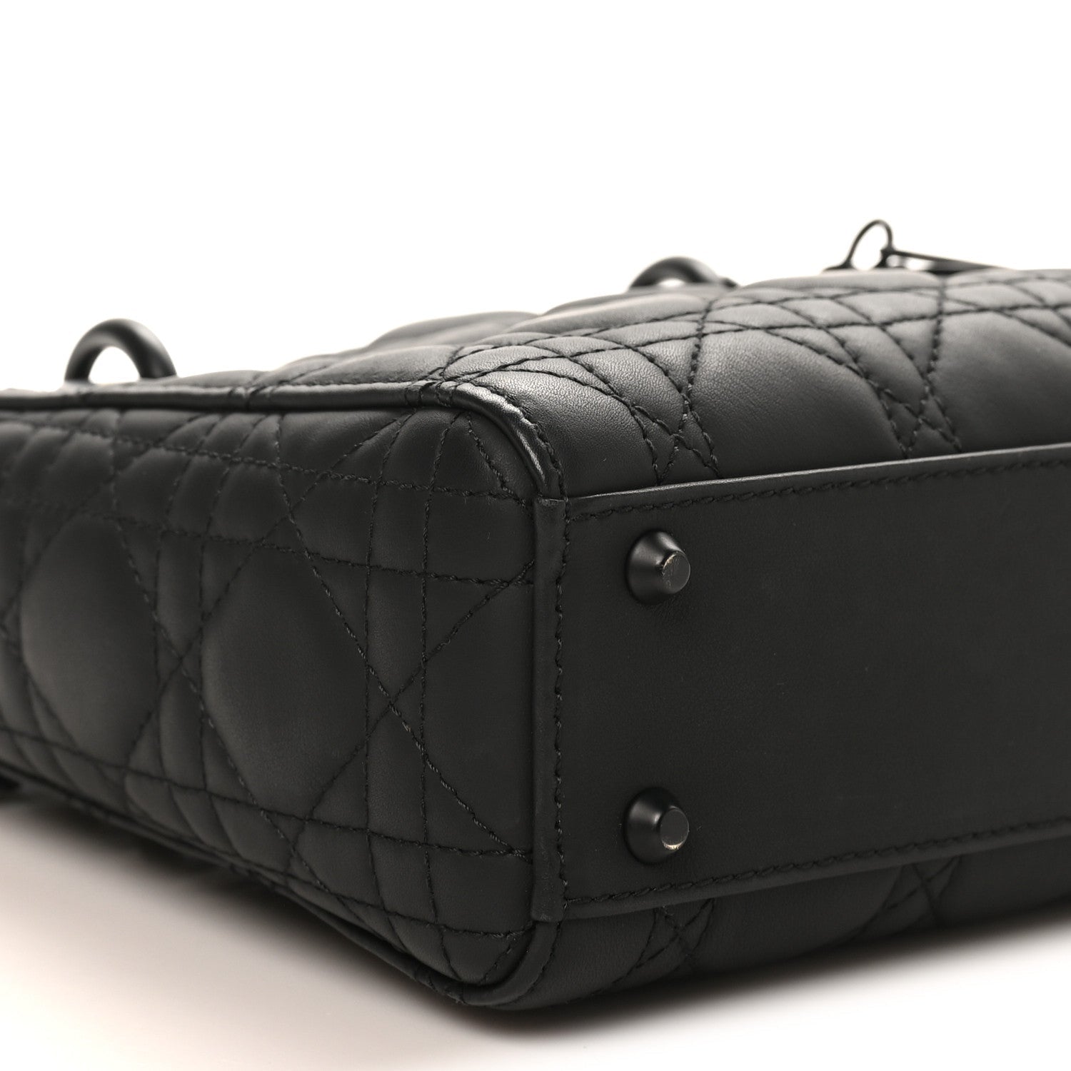 Ultra Matte Calfskin Cannage Mini Lady D1OR Black