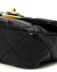 Lambskin Resin Quilted Mini Heart Square Flap Black