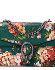 Calfskin Blooms Print Medium Dionysus Shoulder Bag Bright Emerald Multicolor