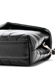 Calfskin Y Quilted Monogram Toy Loulou Crossbody Bag Black