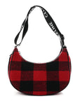 Wool Tartan Medium Ava Triomphe Shoulder Bag Red Black