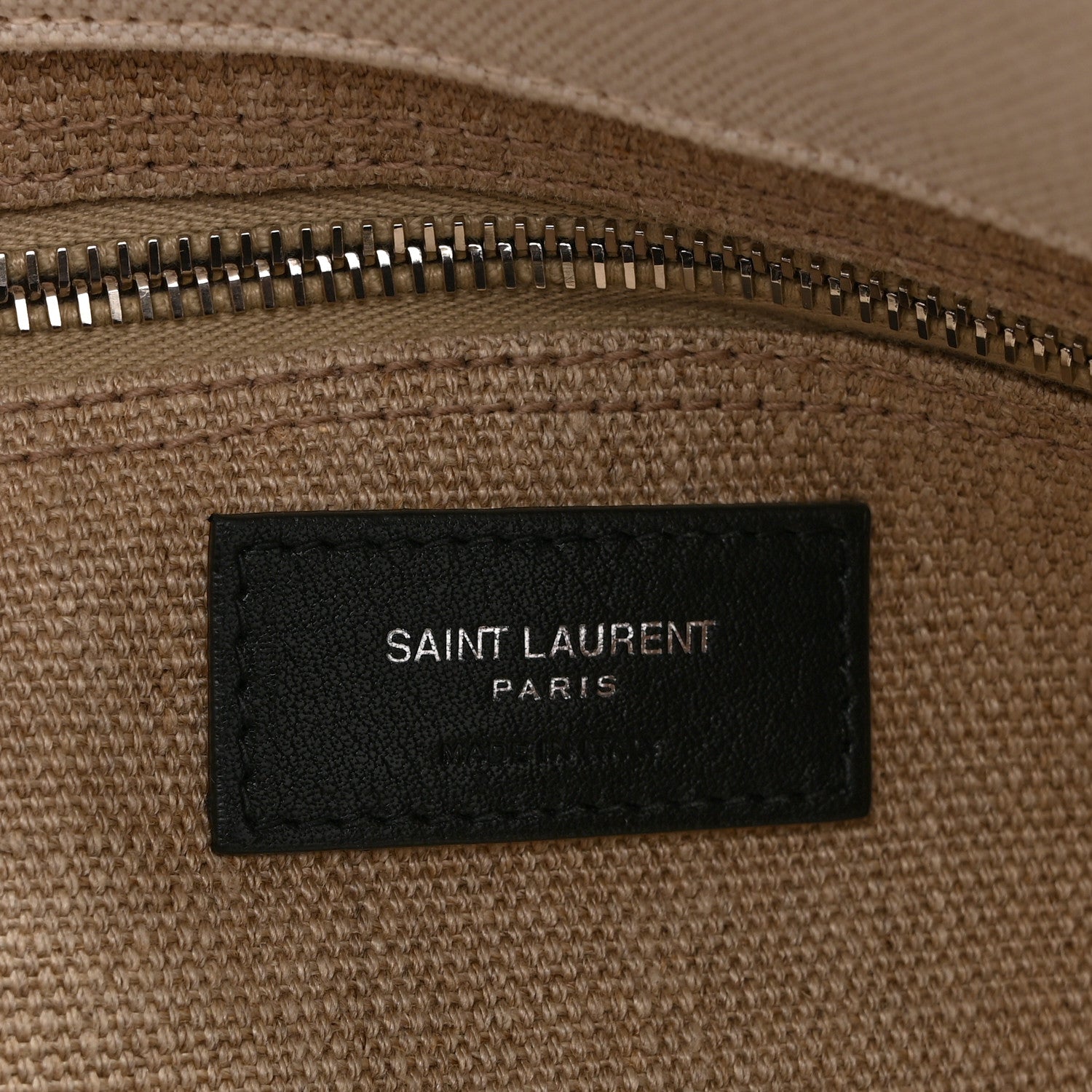 Linen Calfskin Small Rive Gauche Tote Greggio Natural