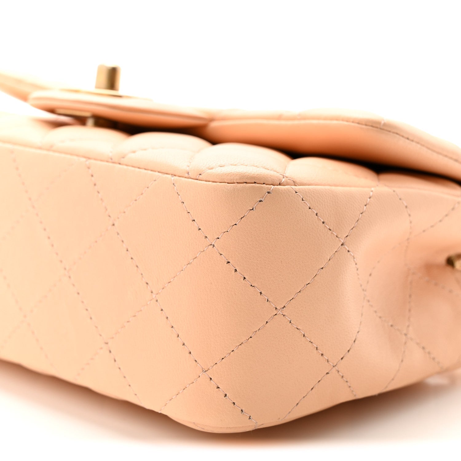 Lambskin Quilted Mini Rectangular Flap Beige