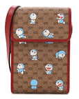 X DORAEMON Mini Vintage GG Supreme Monogram Mini Crossbody Bag Beige Cherry Red