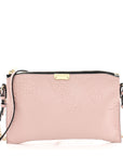 Signature Grain Calfskin Check Embossed Peyton Crossbody Clutch Bag Pale Orchid