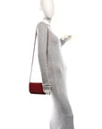 Lambskin Camellia Embossed Wallet on Chain WOC Red