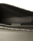 Oblique Jacquard Grained Calfskin Small Saddle Messenger Bag With Flap Green