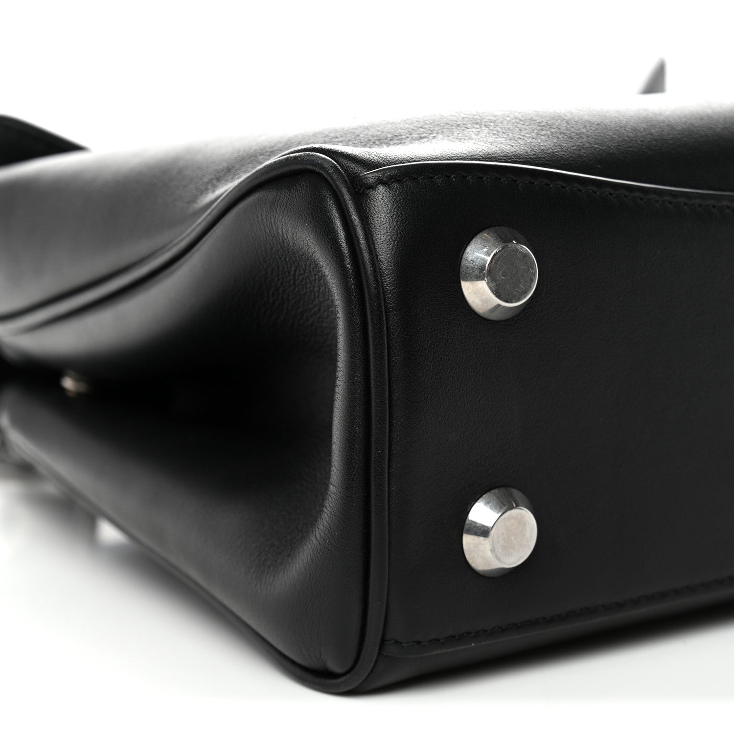 Natural Smooth Calfskin Mini Rodeo Top Handle Handbag Black