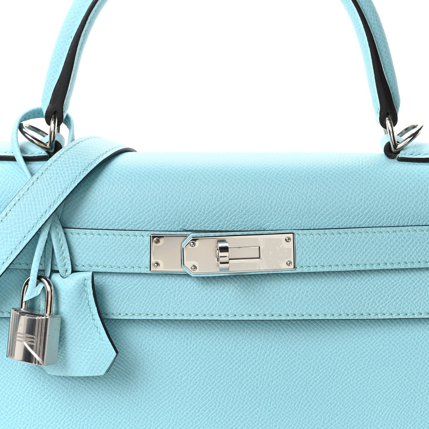 Madame Calfskin Kelly Sellier 25 Bleu Du Nord