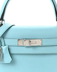 Madame Calfskin Kelly Sellier 25 Bleu Du Nord