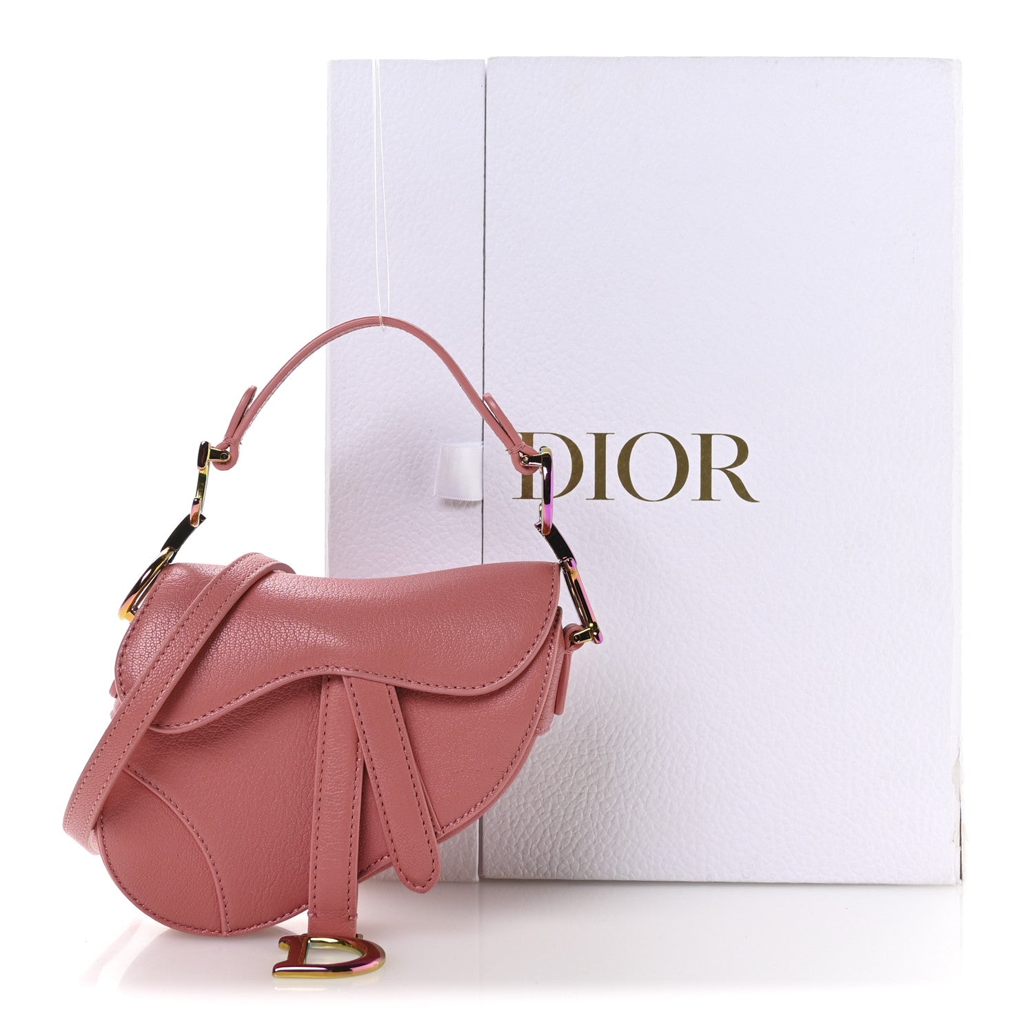 Goatskin Micro Saddle Bag With Strap Coral Powder