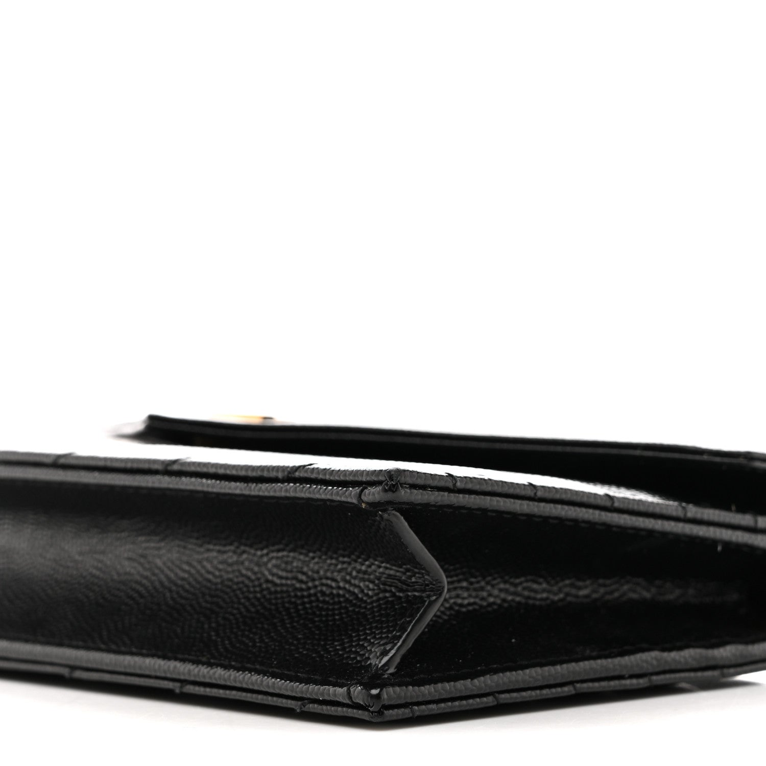 Grain De Poudre Matelasse Chevron Monogram Envelope Chain Wallet Black