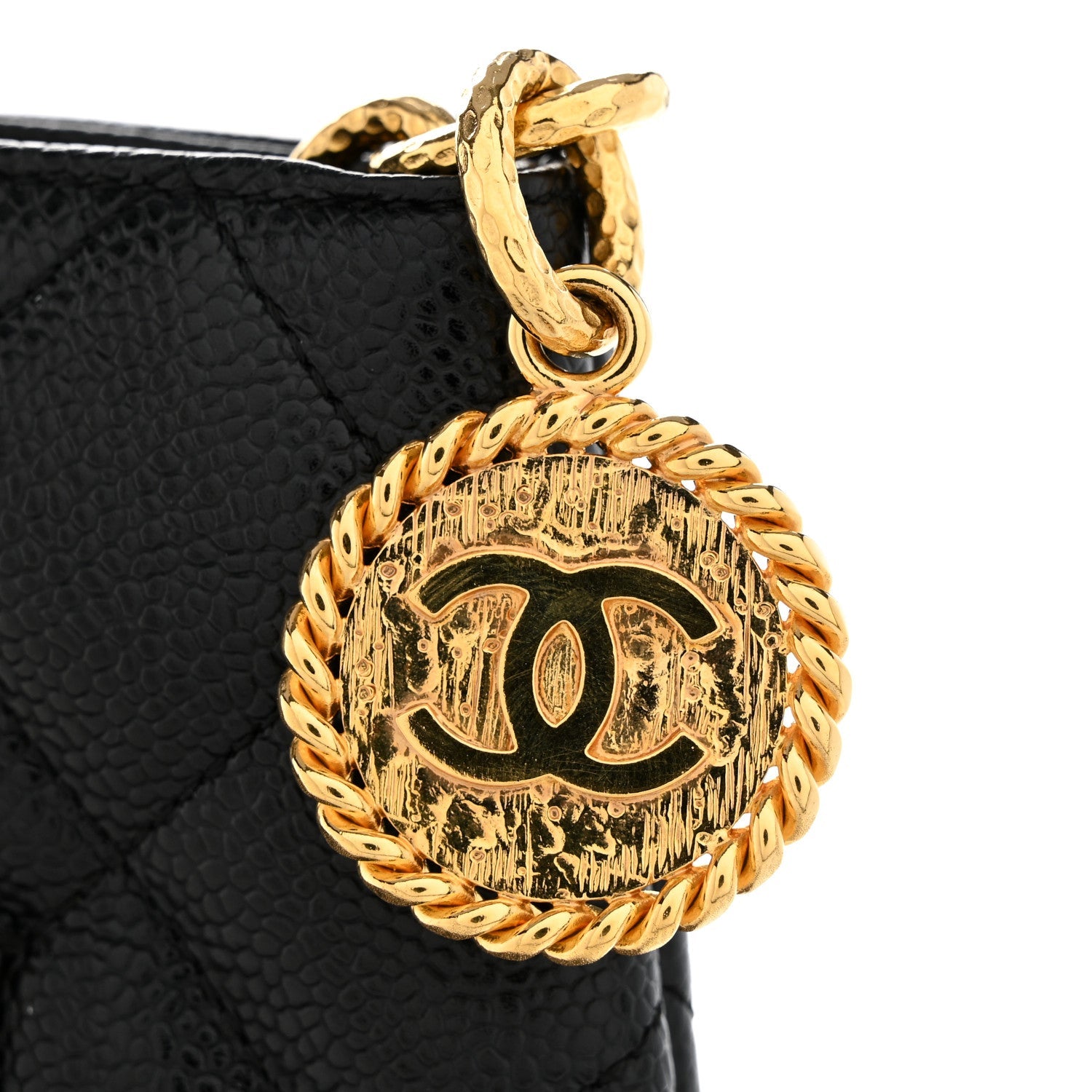 Caviar Quilted Medallion Tote Black