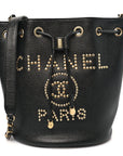 Caviar Deauville Drawstring Bucket Bag Black
