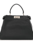 Cuoio Romano Selleria Bi-Color Medium Peekaboo Iconic Satchel Black Mou