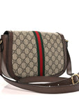 GG Supreme Monogram Web Small Ophidia Flap Messenger Bag Brown