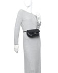Calfskin Quilted CC Uniform Flap Belt Bag Black