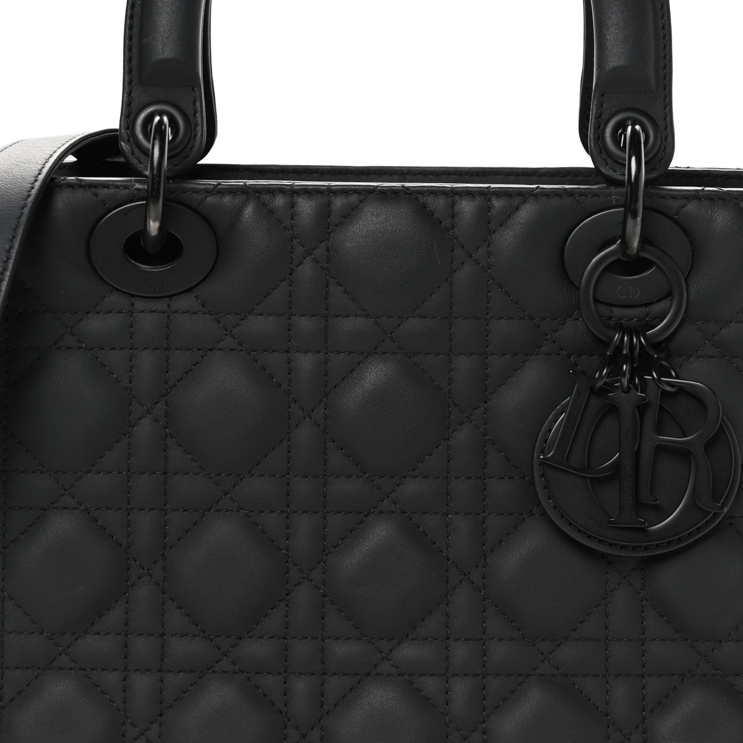 Ultra Matte Calfskin Cannage Medium Lady D1OR Black