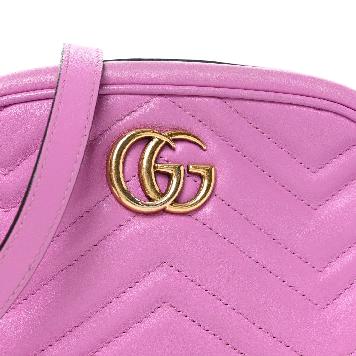 Calfskin Matelasse Mini GG Marmont Chain Shoulder Bag Candy Mousse