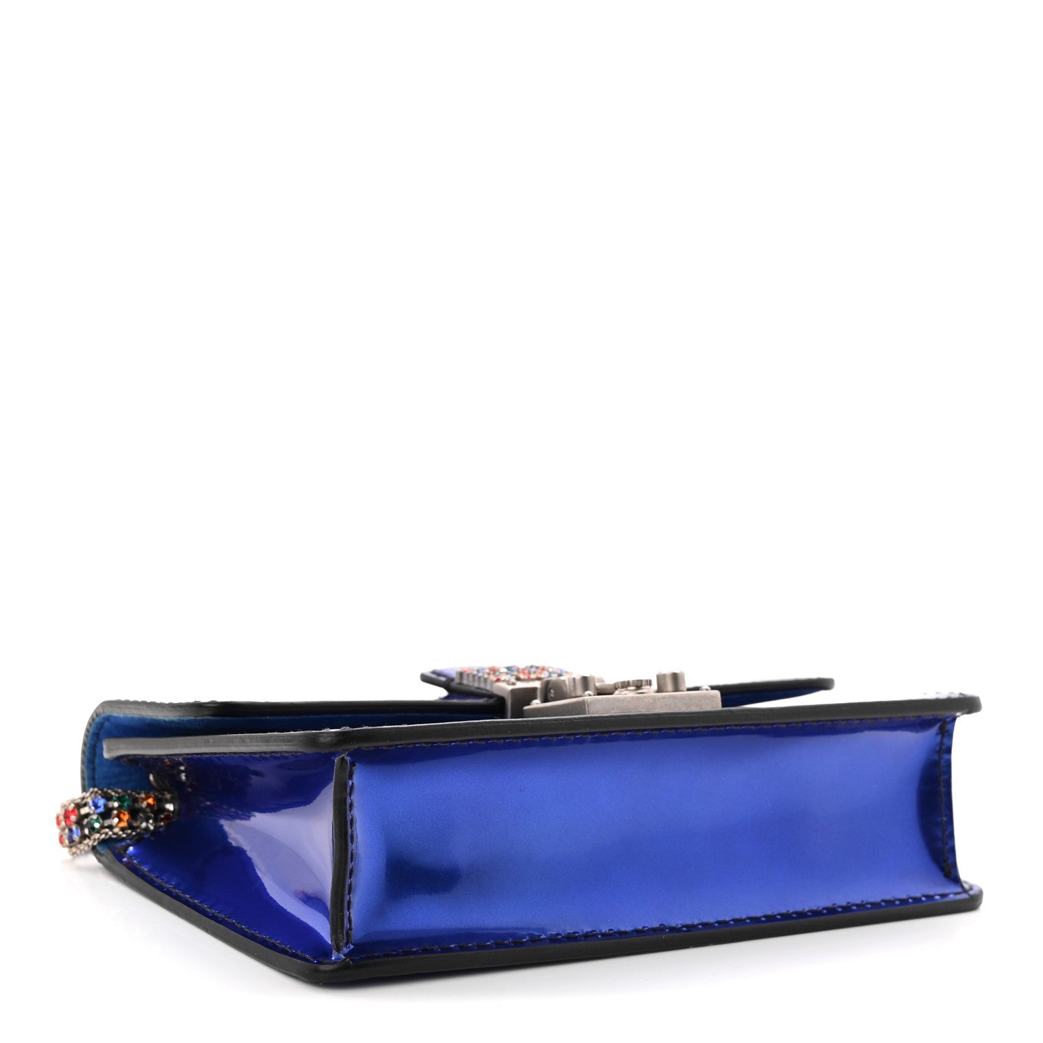 Metallic Patent Crystal D1ORaddict Flap Bag Blue