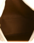 Canvas Calfskin Ava Triomphe Shoulder Bag White
