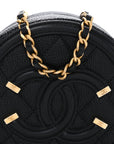 Caviar Quilted Round Filigree Crossbody Black