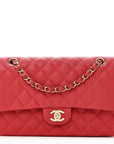 Caviar Quilted Medium Double Flap Red