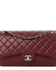 Caviar Quilted Jumbo Double Flap Dark Red