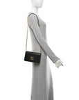 Shiny Calfskin Triomphe Margo Wallet on Chain Black