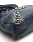 Chevre Gold Metallic Edge Hardware Town Bleu Nuit Dark Sea