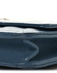 Shiny Caviar Quilted Enamel CC Wallet On Chain WOC Blue