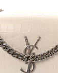 Calfskin Crocodile Embossed Medium Monogram Sunset Blanc Vintage