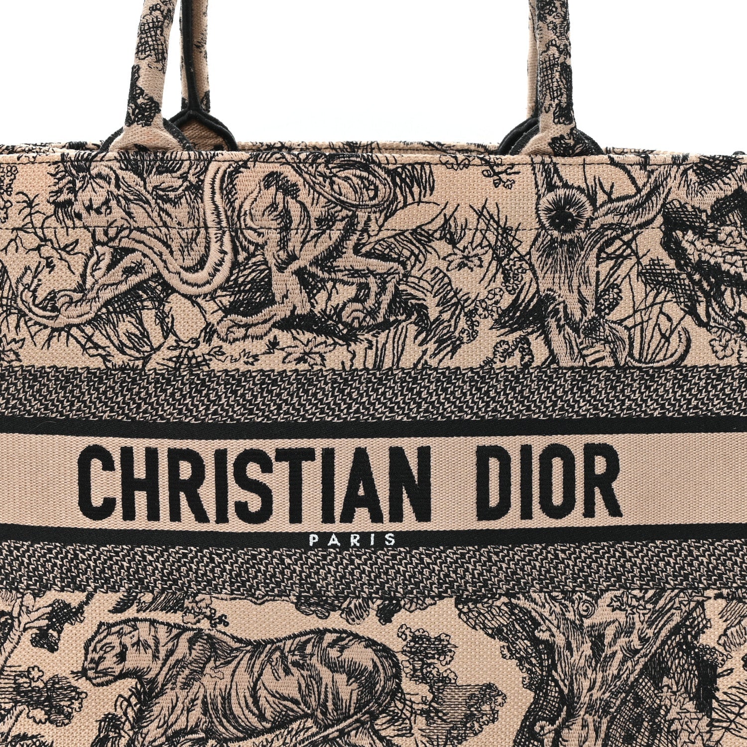 Canvas Embroidered Medium D1ORiviera Toile De Jouy Book Tote Black