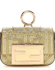 Crystal Vitello Laminato FF Nano Maxi Buckle Baguette Charm Light Gold