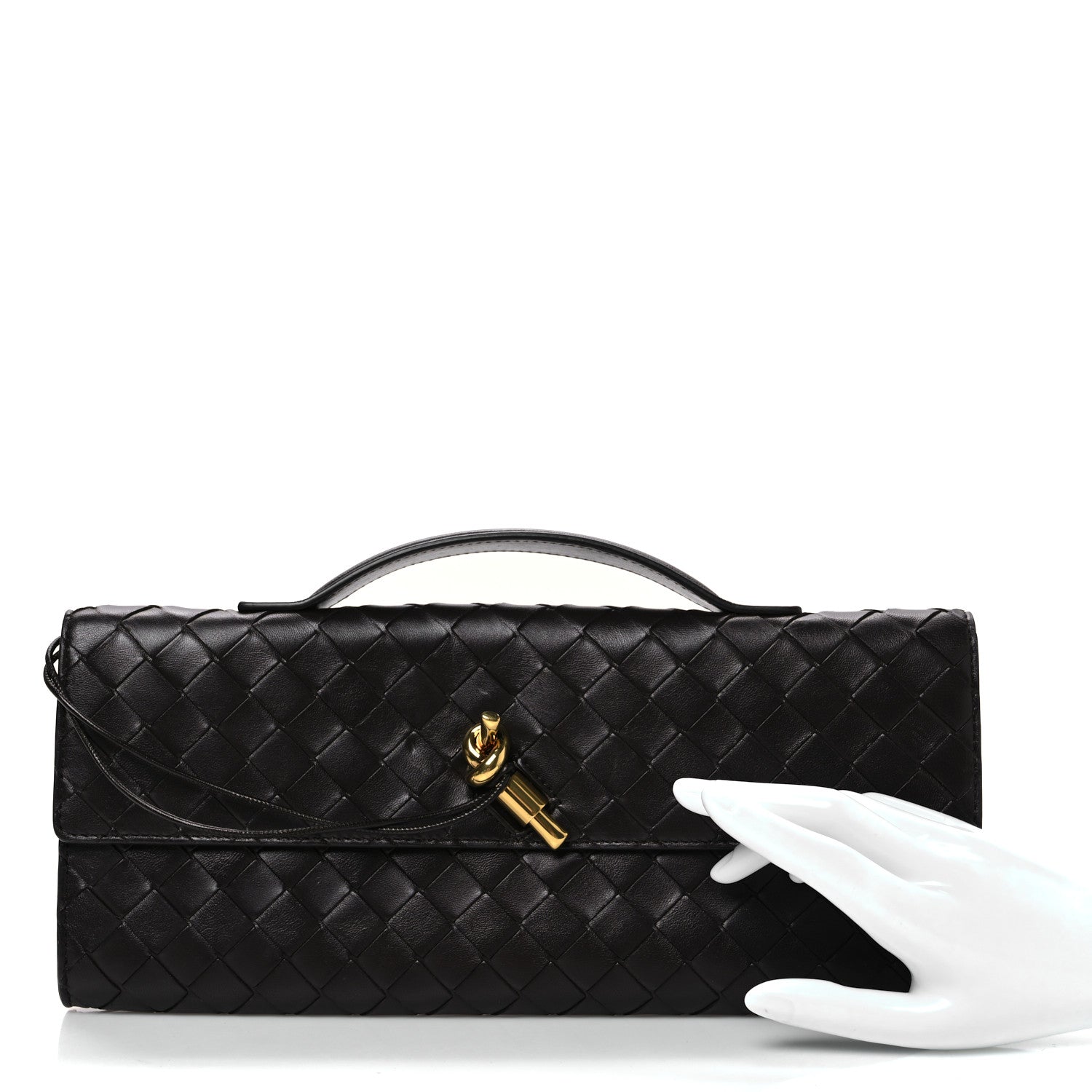 Nappa Intrecciato Long Andiamo Top Handle Clutch Fondant