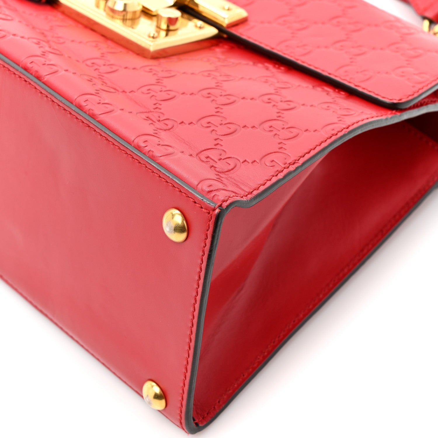 GCCIssima Signature Small Padlock Top Handle Bag Hibiscus Red