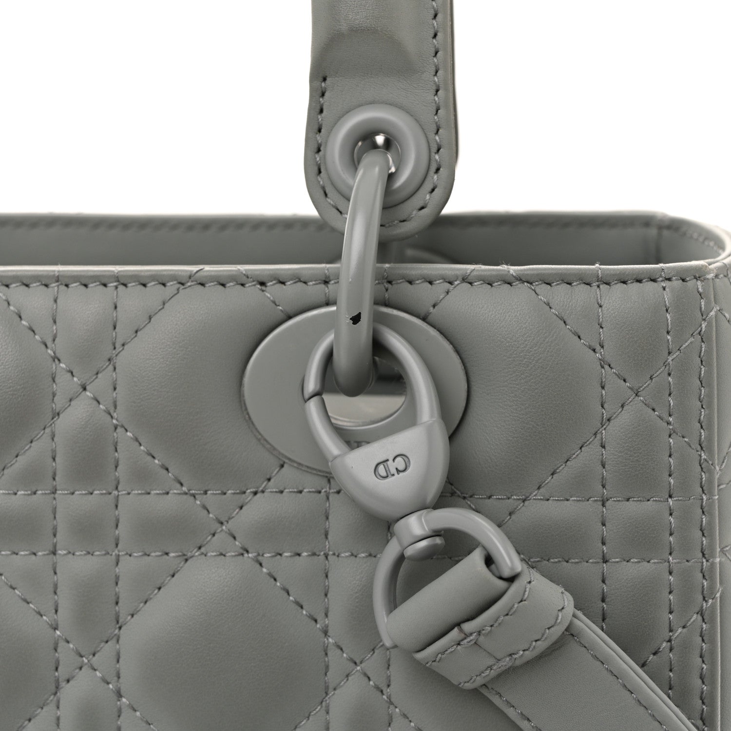 Ultra Matte Calfskin Cannage Medium Lady D1OR Grey Stone
