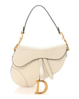 Grained Calfskin Saddle Bag White
