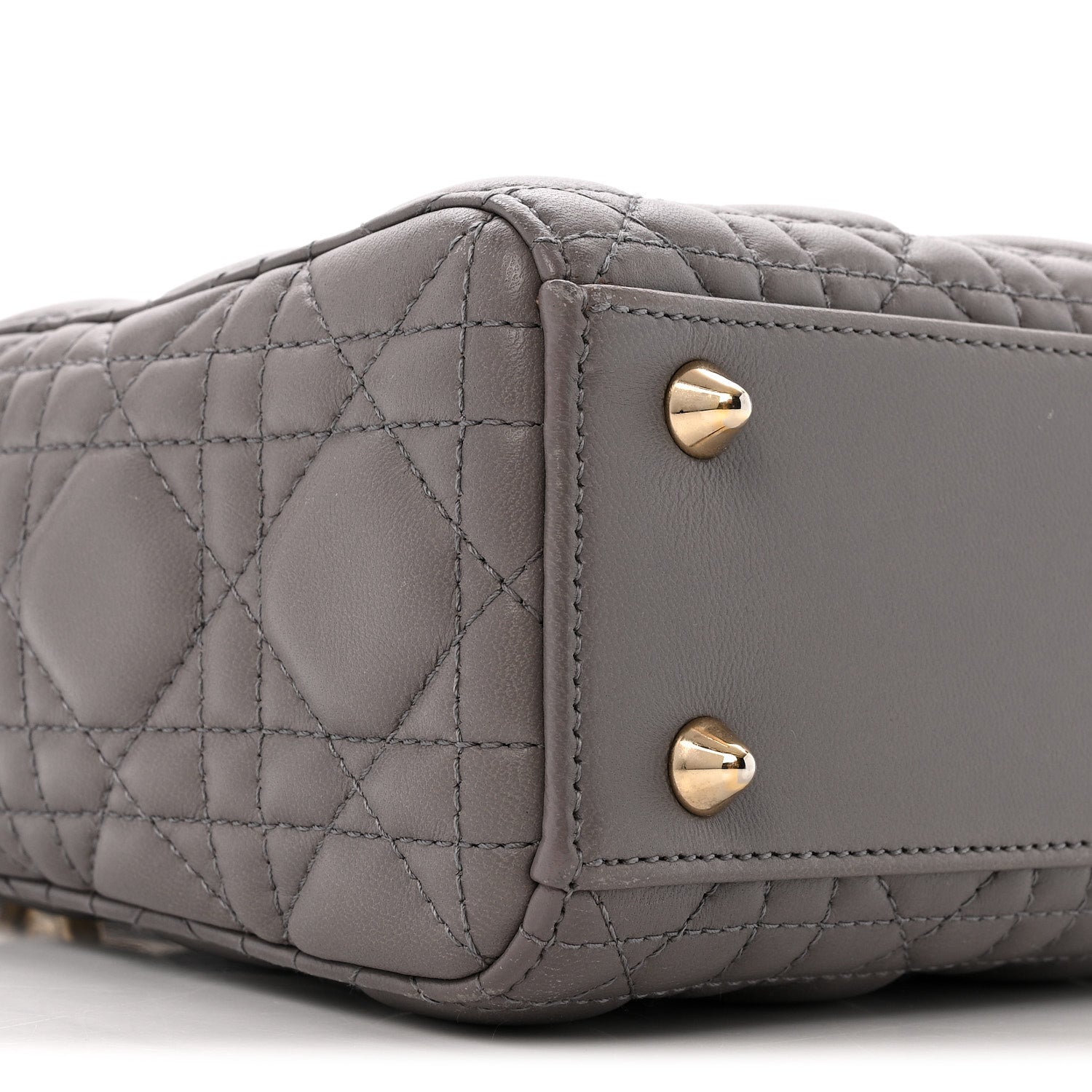 Lambskin Cannage Small Lady D1OR Grey