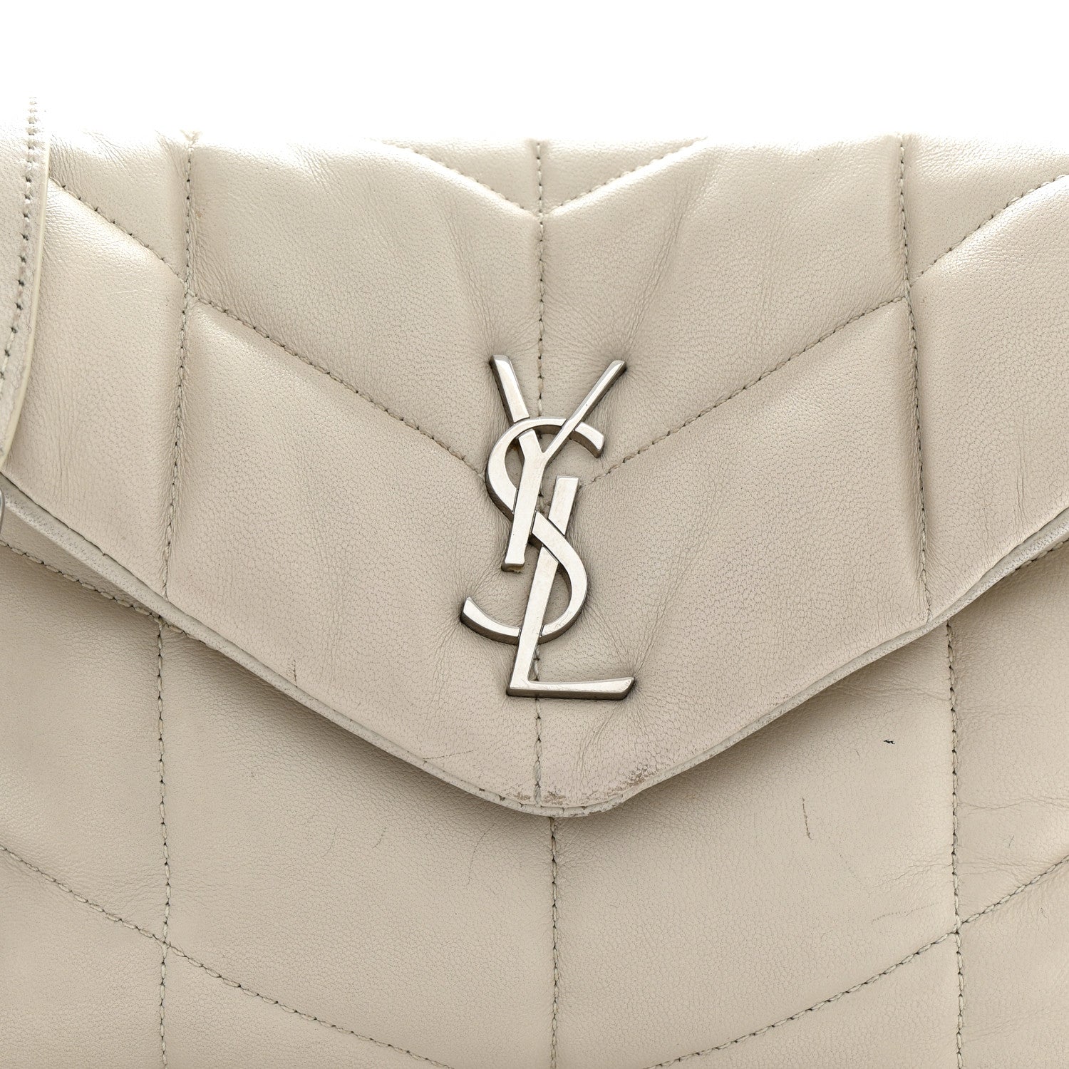 Lambskin Quilted Toy Loulou Puffer Monogram Chain Satchel Crema Soft