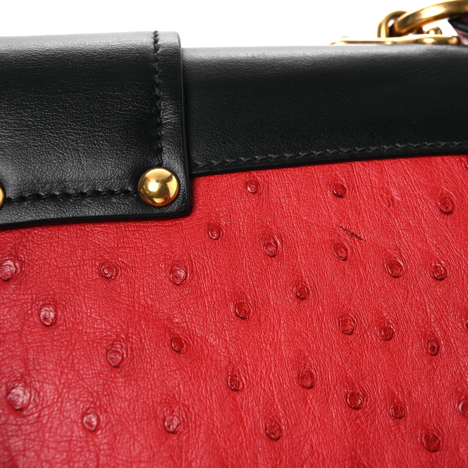 City Calfskin Ostrich Cahier Bag Fuoco Black