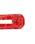 Shiny Porosus Crocodile Kelly Sellier 28 Rouge Vif