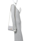 Caviar Quilted Textured CC Wallet on Chain WOC Grey