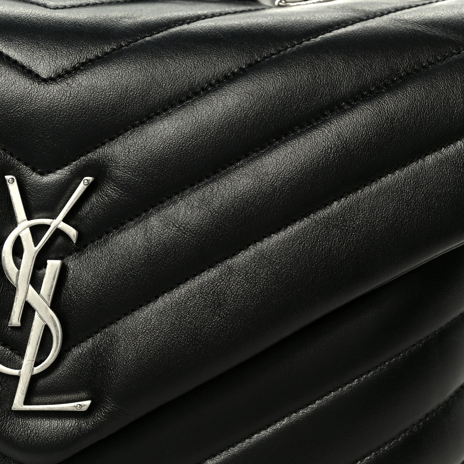 Calfskin Y Quilted Monogram Medium Loulou Chain Satchel Black