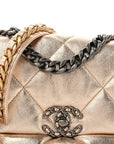 Metallic Lambskin Quilted Medium CHNL 19 Flap Gold
