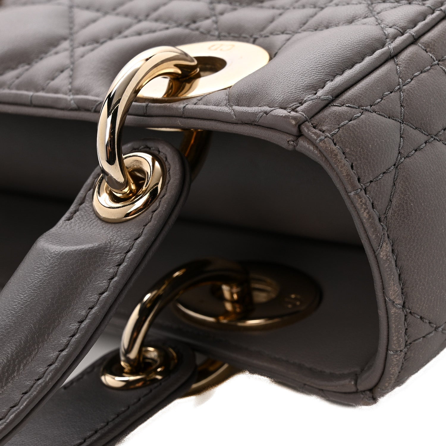 Lambskin Cannage Small Lady D1OR Grey