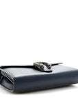 Dollar Calfskin Crystal Mini Dionysus Chain Wallet Blue Agata Black Diamond